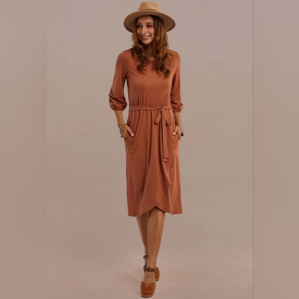 NWT Rust color Midi Dress with Pocket